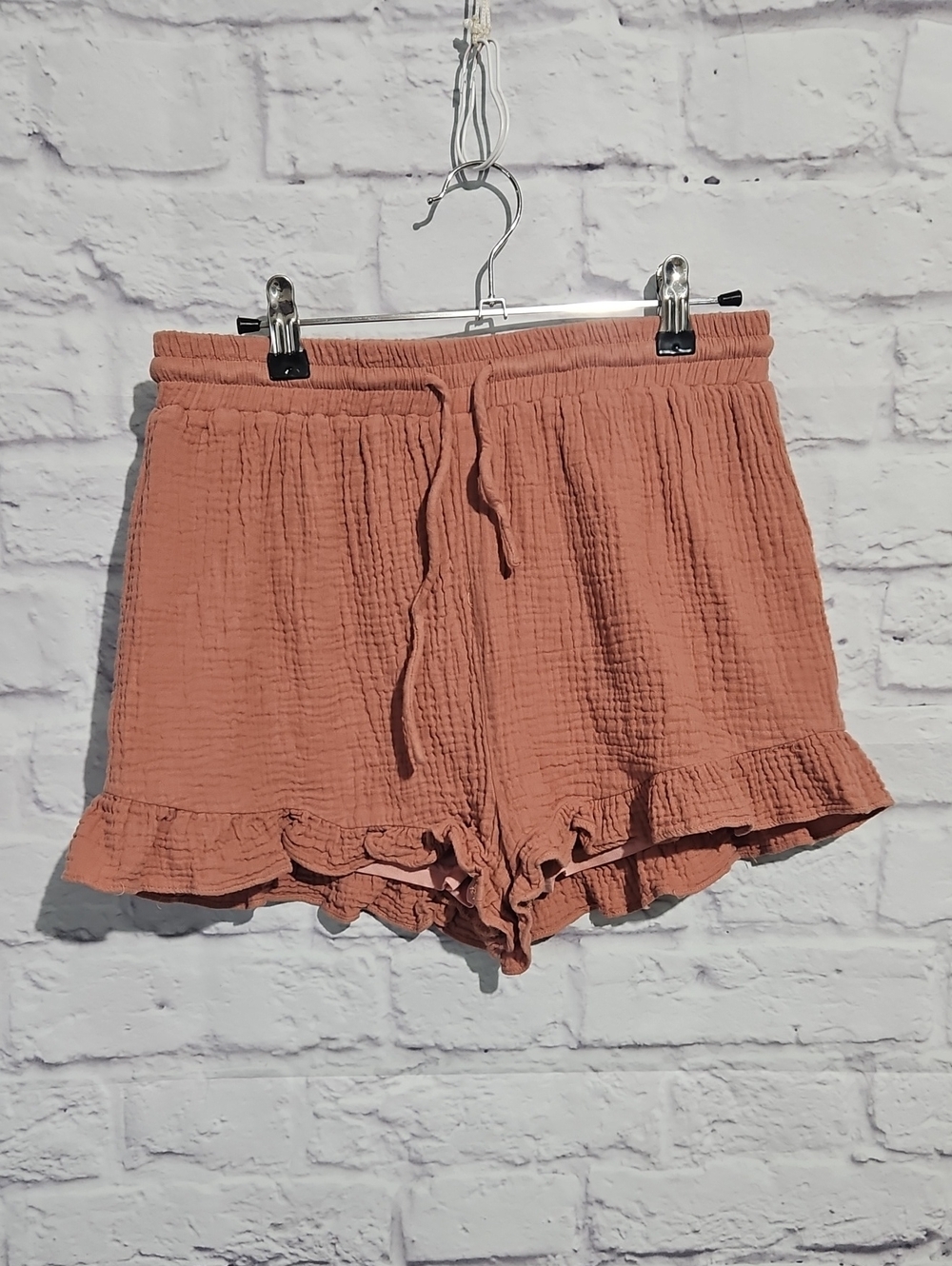 Very J Dusty Rose High-Waist Ruffle Shorts